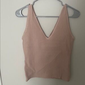 Wishlist Mauve Ribbed V-Neck Tank Top